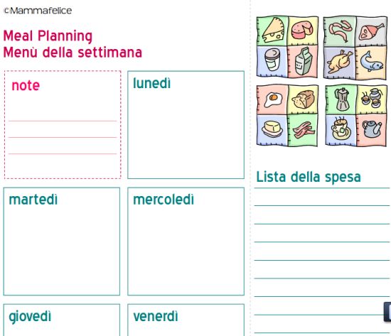 Organizzare il menù settimanale dei bambini – Weekly menu planning